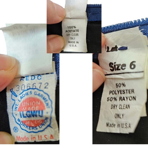 Vintage ILGWU cobalt blue strapless evening gown dress asymmetrical black lace 6 - Picture 14 of 17